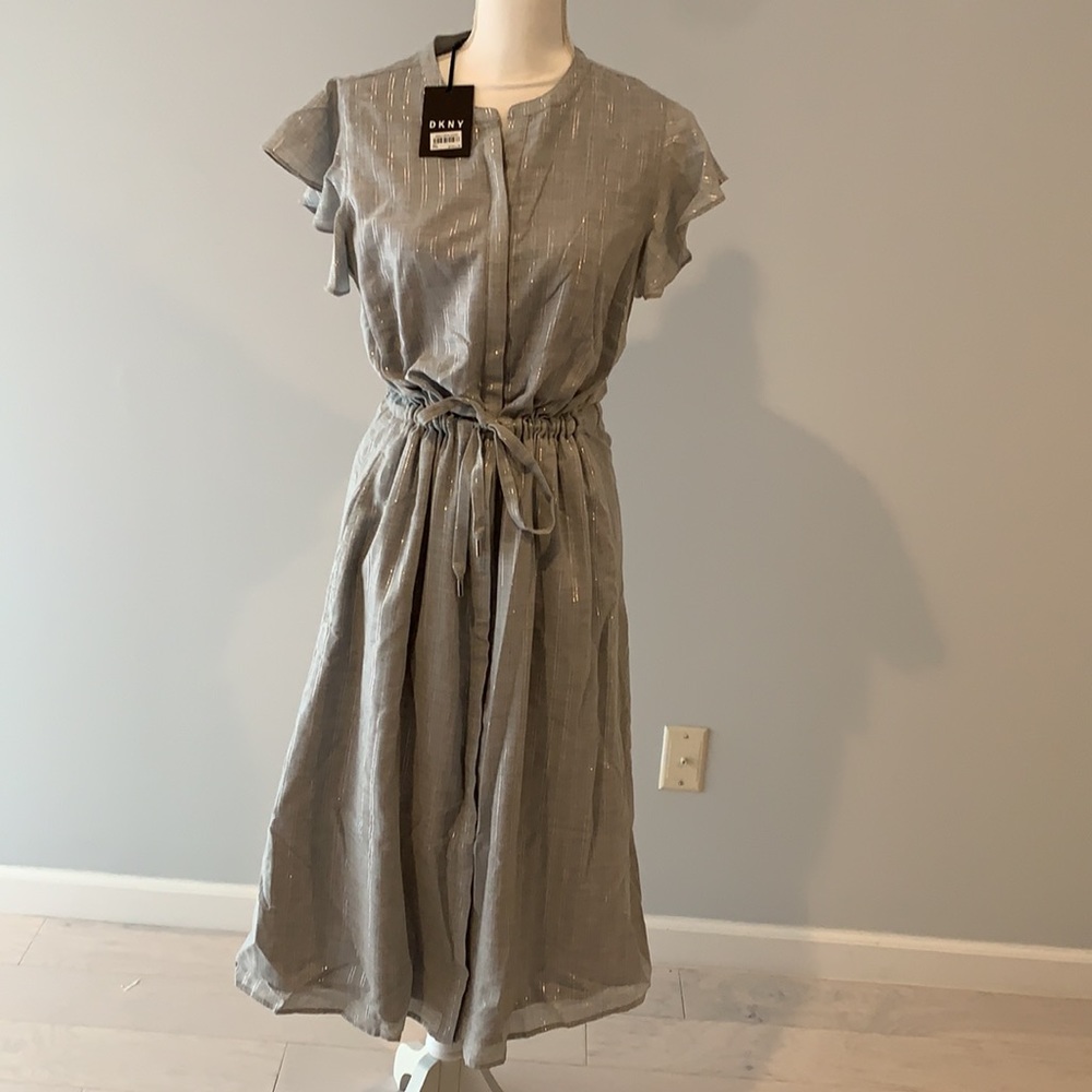 *NEW WITH TAGS* DKNY Heather Gray Shimmer dress Garden Plaid